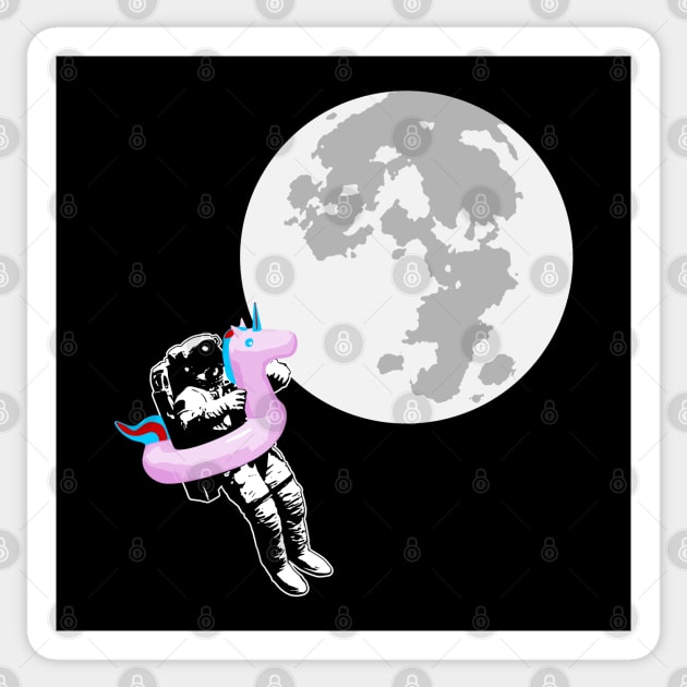 Funny Astronaut Water on the Moon Sticker by Huhnerdieb Apparel